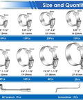 All In One Hose Clamp Kit With 350Pcs 5.3 To 51Mm Single Ear And Worm Gear Clamps In A Handy Portable Box for various size clamps