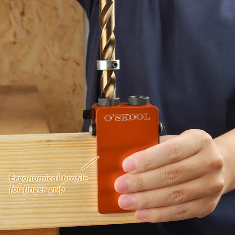 Solid Aluminum Dowel Jig Kit With Laser Cut Witness Mark And Depth Scale For Precise Drilling in use on wood surface