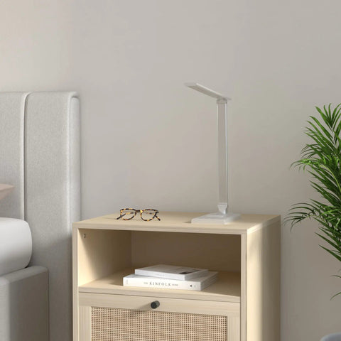 Dope All In One LED Desk Lamp With 15W Fast Wireless Charging And USB Port, 1800 Lux Bright, on bedside table in room