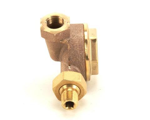 Heavy Duty 98-1718 Steam Trap Valve for Commercial Kitchens and Food Service Equipment, angled view, brass finish