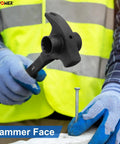 Heavy Duty Scaffold Ratchet Wrench With Double Ended Three Quarter And Seven Eighth Inch Sockets Spud Podger Spanner Claw Pry Bar And Hammer Face in use