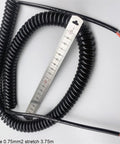 Heavy-Duty Coiled Power Cord 2 Core Spiral Extension Cable 1.5Mm Square Conductors Flexible Stretch Design lying next to a ruler.
