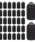 Premium M4x6 Spring Ball Plunger Screws 50 Pack Stainless Steel Hex Socket showing black finish and spherical tip details.