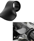 Universal Motorcycle Cruise Control Assist And Throttle Stabilizer Handlebar Wrist Grip shown on a motorcycle handlebar, black polypropylene design.