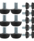 Adjustable M8 Furniture Leveling Feet With Heavy Duty Stainless Steel Threaded Floor Protectors 16 Pack Non Slip Rubber Pads For Noise Reduction Stable Wobble Free Tables And Furniture On Uneven Floors, stainless steel and rubber