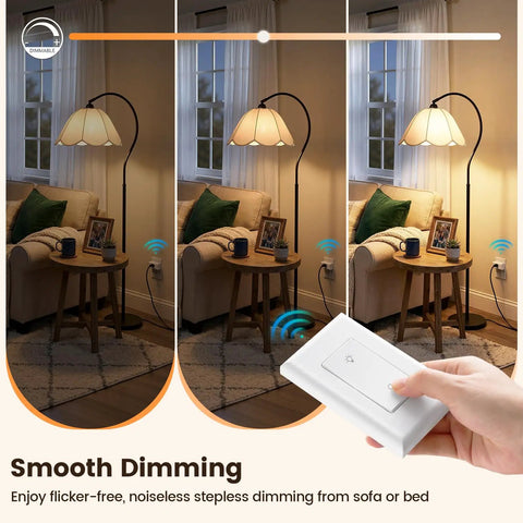 Gotta Love This Dimmer Plug With Remote Control For Lamps And Table Lights Total Game Changer, showing a lamp dimming from a remote.