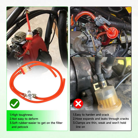 Gas Fuel Line Kit 3.28 Ft 3/16 Inch ID with 1/4 Inch Inline Shut Off Valve for 50cc to 250cc Dirt Bikes ATVs