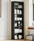 Image of a Six Tier Tall Bookcase With Industrial Rustic Wood Look And Open Storage Shelves For Books And Decor Floor Standing