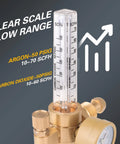 Argon And CO2 Gas Regulator With CGA 580 Inlet for TIG and MIG welding machines showing flow scale for 0 to 4000 PSI precision control.