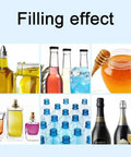 Filling effect image showcasing various liquids in bottles, highlighting the Straight Up Reliable Double Head Pneumatic Liquid Filling Machine.