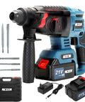 Built Tough Pro Grade Rotary Hammer Drill With 4 Modes and Variable Speed, 1-1/4 Inch Capacity, with kit accessories