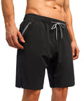 Men's Quick Dry Swim Trunks With Zip Pockets And Drawstring Closure Built In Compression Liner For Modesty Split Leg Design Dope Beach Ready Swimwear Shorts Black XX Large