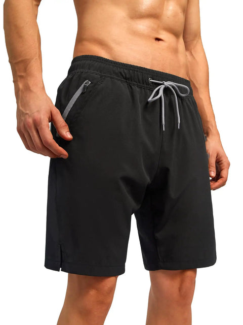 Men's Quick Dry Swim Trunks With Zip Pockets And Drawstring Closure Built In Compression Liner For Modesty Split Leg Design Dope Beach Ready Swimwear Shorts Black XX Large