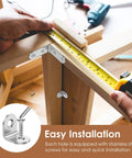 Heavy Duty Corner Bracket Set With 72 Piece Total Featuring 48 L Brackets And 24 Triangular Supports installed on wooden furniture