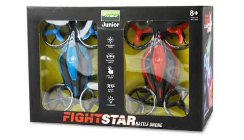 Boxed FightStar Battle Drone Set RTF Red And Blue Ready To Fly With Infrared Battle Mode Remote Control And Altitude Hold.