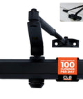 DC6003 Beefy Medium Duty Automatic Door Closer, matte black, cast aluminum, surface mounted, handles 100 closings