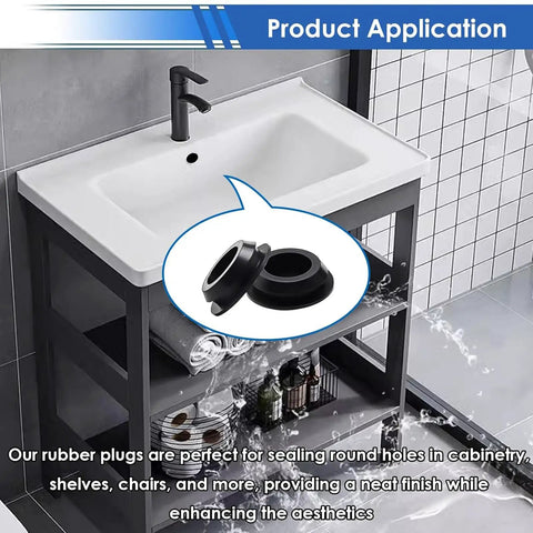 125 Pcs Rubber Grommets Plugs Set Eight Varied Sizes Soft T Shaped Stopper Plugs For Furniture Holes Sealing Shown Above Sink