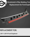GLEDEWEN windshield A-pillar molding trim for 2011–2019 Ford Explorer; black plastic with red insert