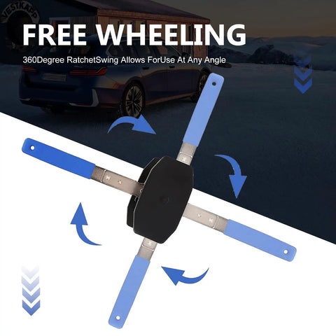 Brake Caliper Compression Tool With Rotating Ratchet 4 In 1 Caliper Press And Wrench with blue ergonomic handles.
