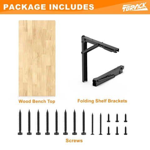 Heavy Duty Wall Mounted Folding Workbench Space Saving Collapsible Table Desk For Garage And Workshop Holds Up To 550 Lbs Board Size 32 X 18 Inches Transform Any Space Into A Working Station package contents