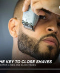 Man using On The Money 10 Second Zero Gap Blade Setter For Razors And Clippers Precision Blade Alignment Tool For Clean Fade Sharp Line Close Shave Pro Grade Barber Tools For Home And Professional Use on beard.