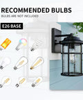 Durable Outdoor Wall Lights For House Exterior Waterproof Sconce With Seeded Glass Shade Anti Rust Black Finish on Porch