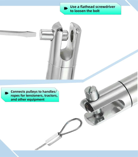 Heavy Duty 5 Ton Cable Pulling Swivel With Breakaway Safety Clutch And Nickel Plated Alloy Build For Tackling Rough Electrical Wire Feed Jobs Tough As Nails Guaranteed, showing connection and adjustment details.