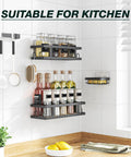 Adhesive Shower Caddy 3 Pack With Two Shelves, Soap Holder And 12 Hooks For Tidy Bathrooms displayed in a kitchen setting