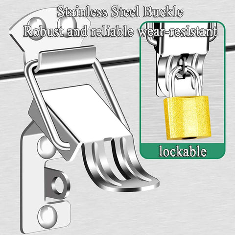 Stainless steel lockable latch on Beefy Stainless Steel Toolbox With Dual Lock Portable Tool Storage Organizer Waterproof Metal Case