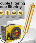 Oil Water Separator For PCP Air Compressors With 8mm Quick Connectors shown with gold finish and aviation aluminum body.