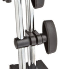 Fowler magnetic base with dual chrome rods, black adjustment knobs, blue ON switch, 2 x 2-11/32 in base