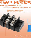 Three Circuit Terminal Block Kit With Dual Row Screw Terminals, 20-30A, 200-450V, Heavy Duty All In One Wire Connection Strip