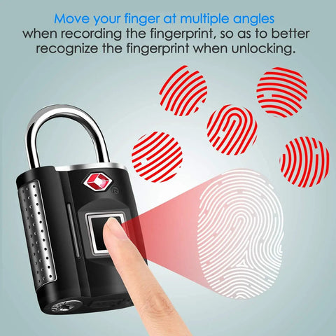 Keyless Fingerprint Lock With TSA Approval For Gym Luggage Travel Home Storage Smart Digital Locker And Backpack Safe