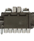 Front view of 6 Spool 21GPM Hydraulic Directional Control Valve With Joystick, Double Acting, 3625 PSI Max, heavy duty cast iron.