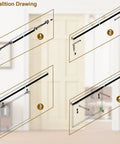 Installation drawing of Bi-Directional Soft Close Sliding Pocket Door Rollers Kit with 1 Inch Ball Bearing Wheels for track series.