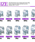 92 Piece Zinc Plated Mini Fuel Injection Line Style Hose Clamp Set 10 Sizes Perfect For Auto Farm Plant And Construction Jobs Pro Grade Heavy Duty Rust Resistant Clips For A Tight Fit shown with 10 size options from 7-18 mm