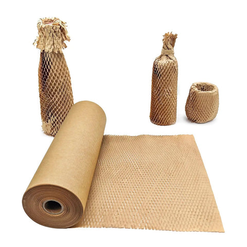 Recyclable Honeycomb Cushioning Paper Roll 12 Inch By 35 Feet For Moving And Shipping Fragile Items Protective Gift Packaging Foam Alternative Wrap.