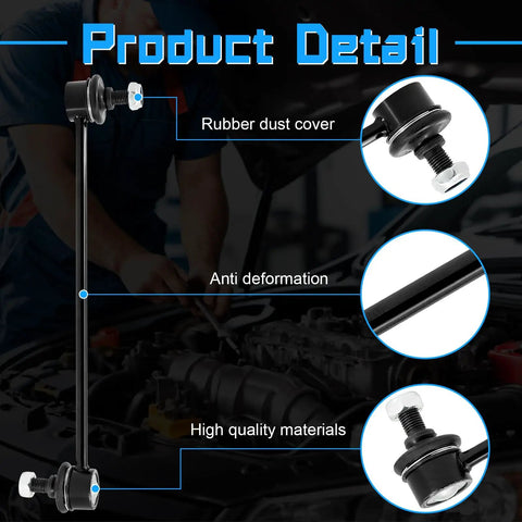 2 Pack Front Stabilizer Sway Bar Links For A Smooth Ride On Multiple Vehicles Including Dodge Caliber Avenger Chrysler 200 Sebring Lancer Outlander Mazda MPV Protege Protege5 Daewoo Leganza Nubira Replace K80258, black steel link with rubber dust cover