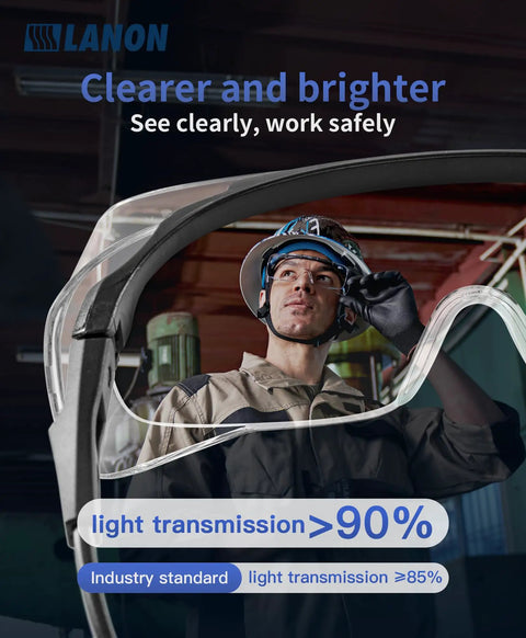 Worker wearing Over Glasses Safety Goggles With Anti Fog Lenses ANSI Z87 1 Certified for clear vision in industrial setting