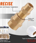 Brass Pipe Fittings Kit 24 Pieces NPT Female Hex Couplings Set displayed with packaging and close-up of pipe connector and thread tape.