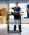 Man using Planer Stand With Roller, 27.6 In By 24 In Tabletop, Height Adjustable From 31 To 44.7 In, 550 lb Capacity in workshop