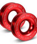 Two Pack Recovery Ring Snatch Block 66,000 Lbs Winch Pulley For Soft Shackle Synthetic Rope Heavy Duty Winch Accessory For ATV UTV SUV Truck Road Vehicle Red Multi Angle Traction Boost, red aluminum, 2-pack