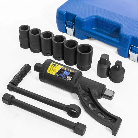 Heavy Duty Torque Multiplier Lug Nut Wrench Set Eight-Piece Cr-V Socket 24mm to 38mm Labor Saving Tool For Semi Trucks And RVs