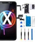 IPhone X Screen Replacement LCD 3D Touch Digitizer Full Assembly With Ear Speaker Proximity Sensor 5.8 Inch For IPhone X A1865 A1901 A1902 DIY Repair Tools Kit Magnetic Screws Pad with tools.