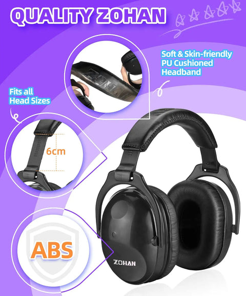 Kids Noise Canceling Ear Protection 2 Pack For Concerts Fireworks And Football Games Autism Friendly Ear Muffs 26dB SNR 22dB NRR with adjustable PU headband and ABS frame.