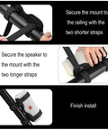 Adjustable Strap Speaker Mount for Bike, Golf Cart, and Boat Rails, Easy Clip On Portable Speaker Holder Attachment with Strap Installation