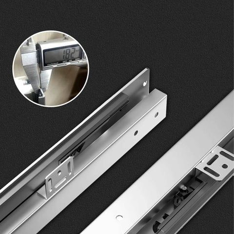 Undermount Drawer Slides 3 Fold Push To Open Soft Close Drawer Runners 24 Inch Heavy Duty Steel with caliper measurement detail