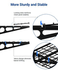 Heavy Duty Garage Wall Shelves 2 Pack 24 By 72 Inch Mounted Shelving Set Holds Up To 1400 Lbs Total Black Classic Series Durable Powder Coat Finish Beefy Built For Garage Organization And Heavy Load Storage locking slots and velcro mesh support