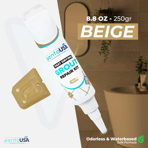 Warm Beige Tile Grout Repair Kit With Premixed Sanded Grout For Bathrooms Showers And Kitchens Water Resistant Filler Tube