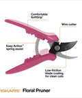 Floral Pruning Shears For Light Pruning And Deadheading Pink Rose Petal Color Dope Garden Gift For Women High Quality Plant Cutting Scissors Ergonomic Grip For Comfortable Use And Precise Cuts